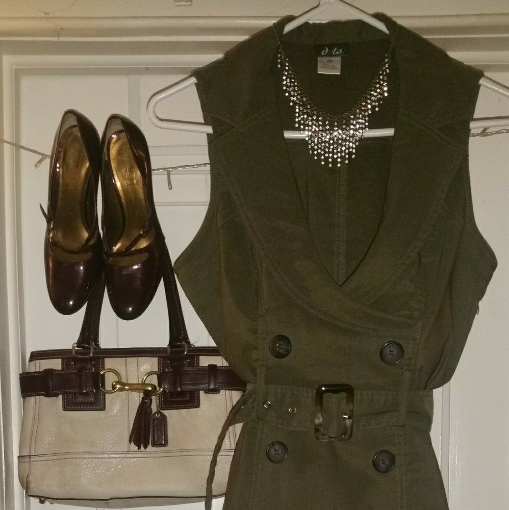 Dark Olive Green Editor Style Dress